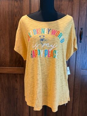 Disney Yellow 'Walt Disney World is My Happy Place' Women's Tee